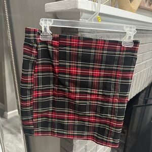 Plaid Mini Skirt in Red and Black